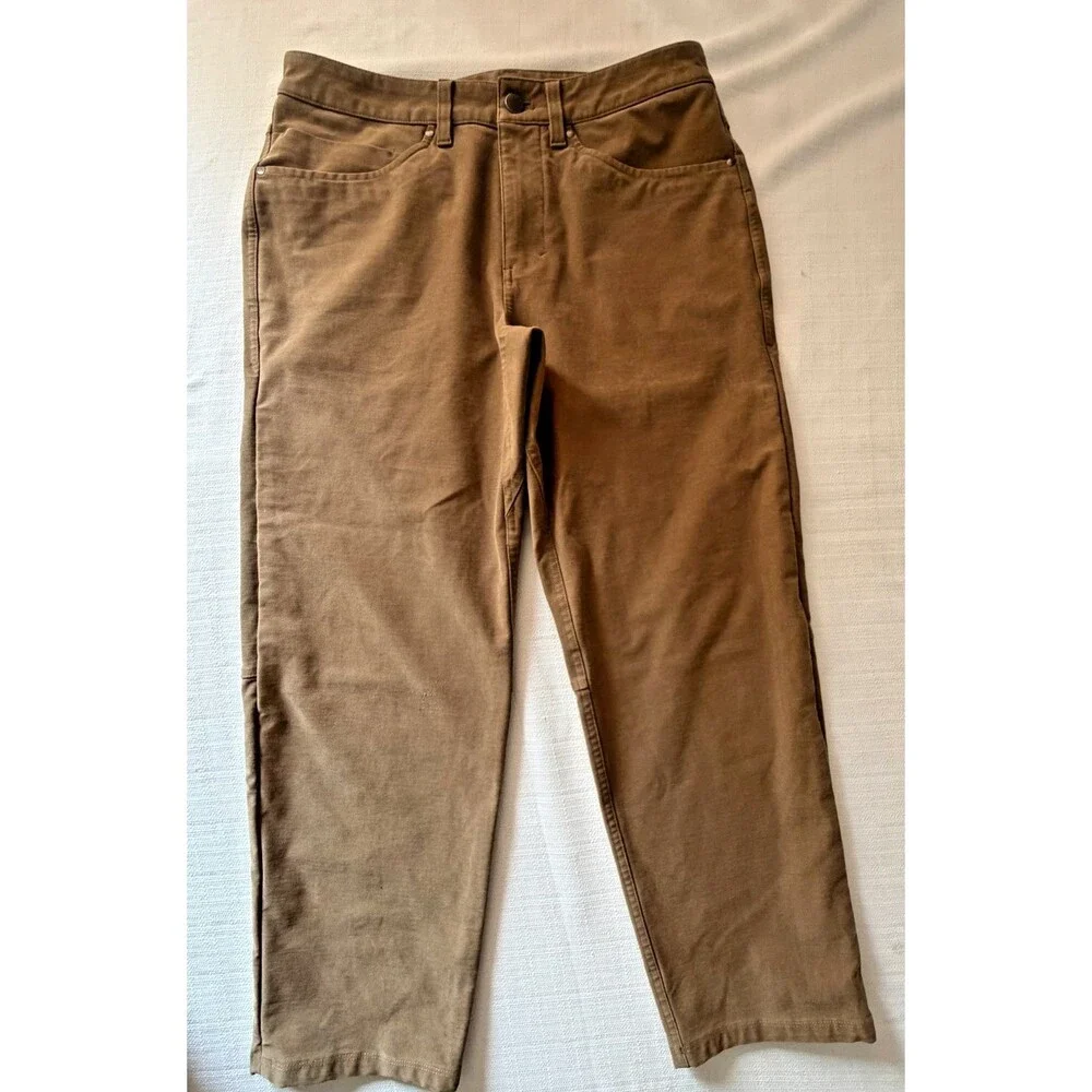 Lululemon Mens 30 Canvas 5 Pocket Pants Brown Straight Leg Workwear Casual